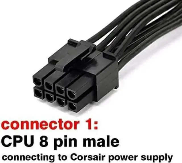 Alt view image 4 of 4 - CPU 8 Pin to 4+4 Detachable CPU 8 Pin EPS-12V Power Cable, Male to Male Motherboard Power Cord for Corsair Modular PSU, 25 Inch (NOT PCIe / GPU VGA Cable)