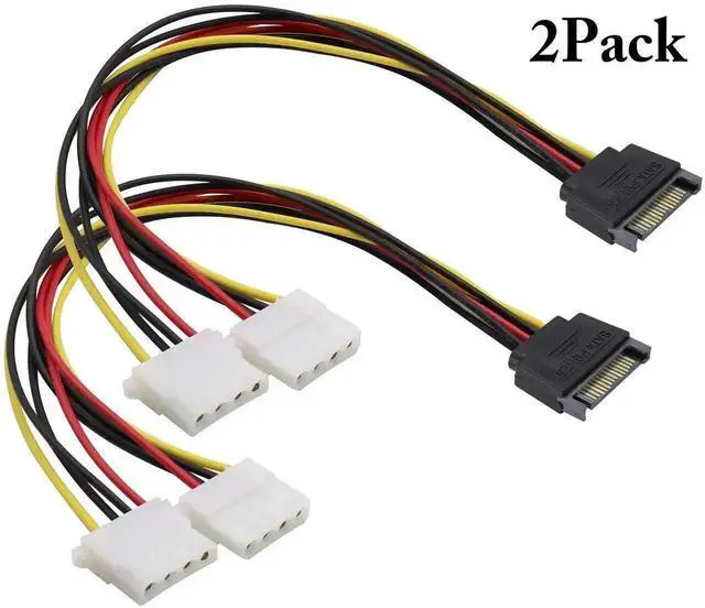 Alt view image 5 of 7 - SATA 15Pin Male to Dual 4Pin Molex Y-Splitter Power Cable 30cm 2Pack, SATA 15P to 4P IDE Hard Drive Power Cord for 12V/5V IDE HDD DVD Drive