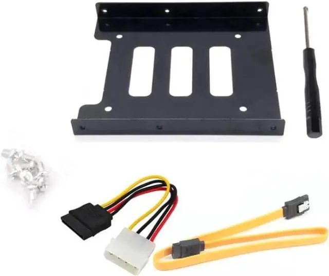 Main image of 2.5" to 3.5" Hard Drive Metal Mounting Bracket Adapter, HDD SSD Holder with IDE 4P to SATA 15Pin Power Cable & SATA 3.0 Data Cable for Desktop PC Server, Yellow
