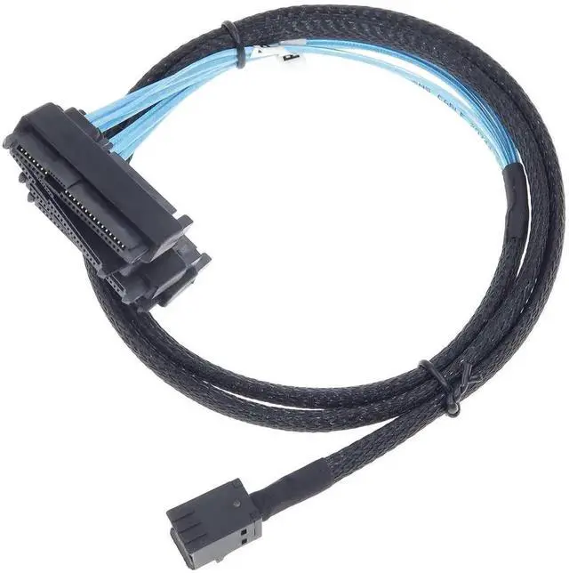 Main image of Mini SAS to SAS Breakout Cable, Internal Fan-Out HD SFF-8643 to SFF-8482 29Pin with SATA Power, Server RAID Controller to Hard Drive Connection Cable, 1 Meter