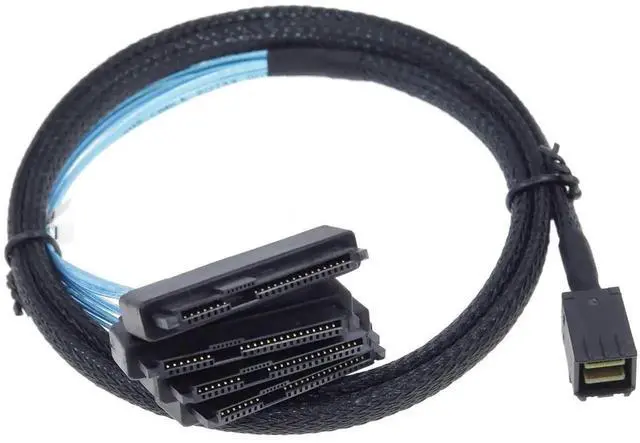 Alt view image 5 of 7 - Mini SAS to SAS Breakout Cable, Internal Fan-Out HD SFF-8643 to SFF-8482 29Pin with SATA Power, Server RAID Controller to Hard Drive Connection Cable, 1 Meter