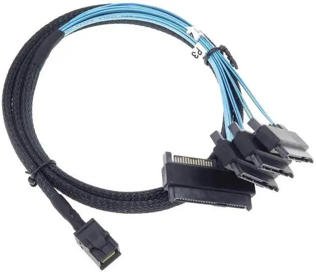 Alt view image 6 of 7 - Mini SAS to SAS Breakout Cable, Internal Fan-Out HD SFF-8643 to SFF-8482 29Pin with SATA Power, Server RAID Controller to Hard Drive Connection Cable, 1 Meter