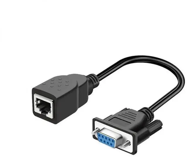 Main image of DB9 Female to RJ45 8P8C Female Adapter Cable, Serial RS232 DB9 to RJ45 Modular Extender Converter Cord for Network Serial Communication Equipment, 15CM