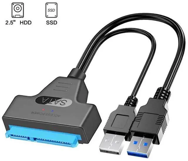 Main image of SATA to USB 3.0 Hard Drive Adapter Cable, 22 Pin SATA III Converter for 2.5 Inch SSD & HDD, External Hard Disk Data Transfer Cord with Extra USB2.0 Power Cable, eokCXOY