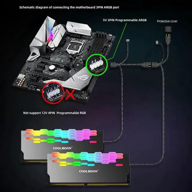 Alt view image 2 of 7 - Weastlinks RA-2 RAM Memory Heat Sink Cooler, 5V 3Pin ARGB Metal Memory Cooling Radiator, Addressable RGB RAM Cooler for Desktop PC Memory Module, Computer Cooling Accessories