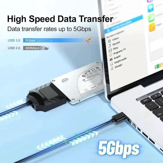 Alt view image 4 of 6 - SATA to USB 3.0 Adapter, USB 3.0 Hard Drive Converter for 2.5/3.5 Inch HDD & SSD, External Hard Drive Reader, 12V/2A Power Supply Included for 3.5 Inch Hard Disk