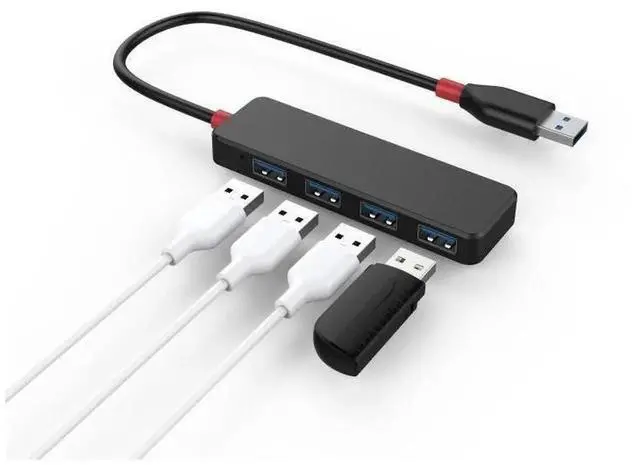 Alt view image 4 of 7 - 4 Port USB 3.0 Hub, High Speed Multi USB Splitter Expander, Portable Plastic Shell USB 3.0 Hub for Desktop PC Laptop, Support Multiple USB Devices Connection