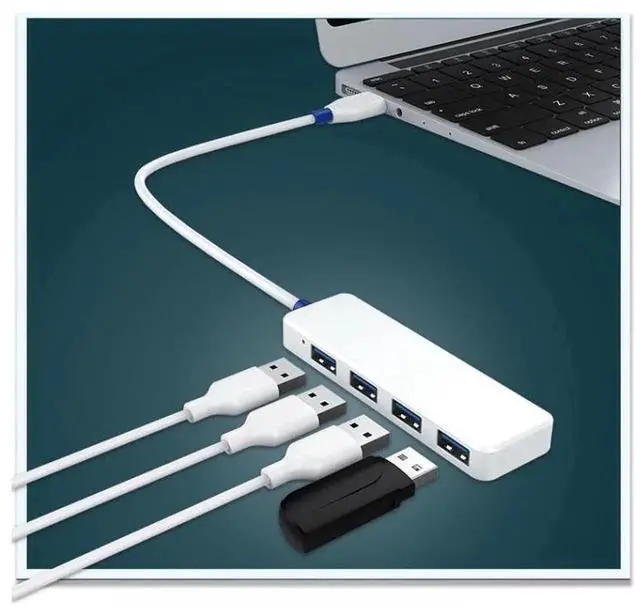 Alt view image 6 of 7 - 4 Port USB 3.0 Hub, High Speed Multi USB Splitter Expander, Portable Plastic Shell USB 3.0 Hub for Desktop PC Laptop, Support Multiple USB Devices Connection