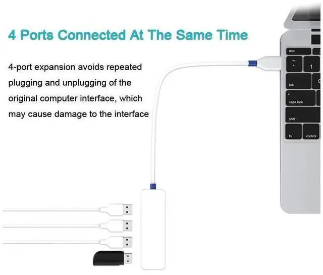 Alt view image 7 of 7 - 4 Port USB 3.0 Hub, High Speed Multi USB Splitter Expander, Portable Plastic Shell USB 3.0 Hub for Desktop PC Laptop, Support Multiple USB Devices Connection