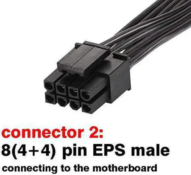 Alt view image 3 of 3 - CPU 8 Pin Male to 4+4 Pin Male EPS12V Motherboard CPU Power Cable 32 Inch, Only for Corsair Modular PSU, Dedicated CPU Power Cord, NOT PCIe & NOT GPU VGA Cable