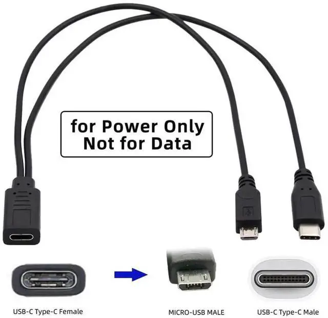 Alt view image 7 of 7 - USB-C Female to Micro USB Male & USB-C Male Splitter Cable, USB 3.1 Type C Splitter Extension Charging Cable, 30CM