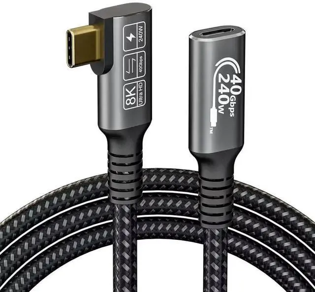 Main image of USB-C Female Extension Cable 0.5M, Thunderbolt 4 Compatible, 240W PD3.1 Fast Charging, 40Gbps Data Transfer, 8K@60Hz Video Output, USB Type C Extender for MacBook, Hub, Dock, SSD