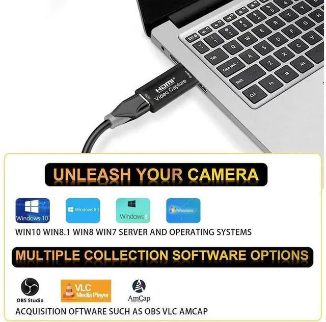 Alt view image 4 of 7 - HDMI to USB 2.0 Audio Video Capture Card, 1080P 30fps HD Video Recorder Adapter for Gaming, Streaming, Teaching, Video Conference and Live Broadcasting