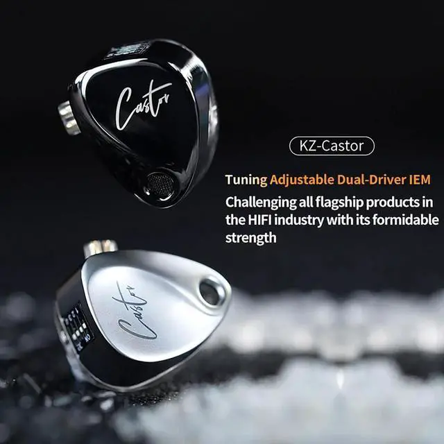 Alt view image 2 of 7 - Castor In Ear Monitor, HiFi Improved Bass In Ear Headphones, Dual-Dynamic Driver Gaming Earbuds, 2PIN-C Detachable Cable Wired IEM Earphones