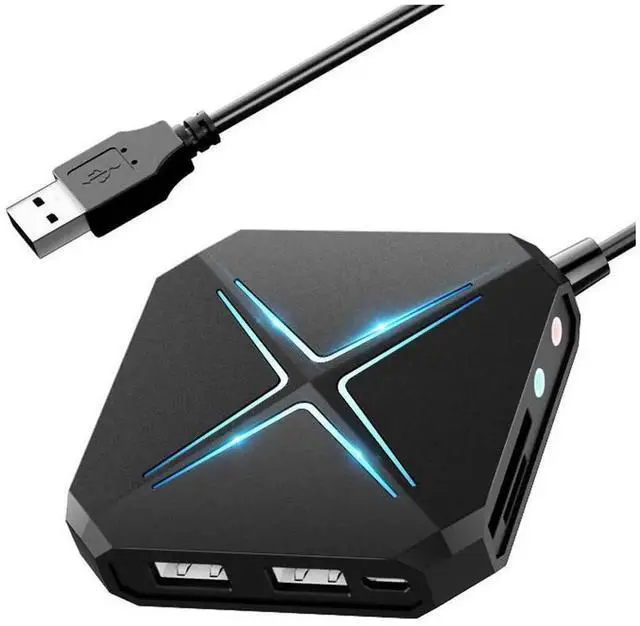 Main image of USB 2.0 Multi-Function Hub, 1-to-6 USB Splitter Expander with Card Reader & 3.5mm Audio Jack, Supports Microphone and Audio Output