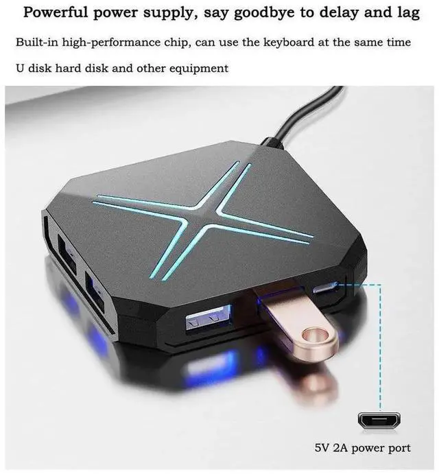 Alt view image 2 of 7 - USB 2.0 Multi-Function Hub, 1-to-6 USB Splitter Expander with Card Reader & 3.5mm Audio Jack, Supports Microphone and Audio Output