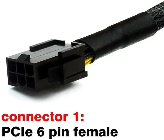 Alt view image 2 of 4 - PCIe 6 Pin to Dual PCIe 8 Pin (6+2) Graphics Card Power Y-Splitter Cable, 9 Inch GPU VGA PCI Express Extension Sleeved Power Cord for Mining Video Card, 2 Pack