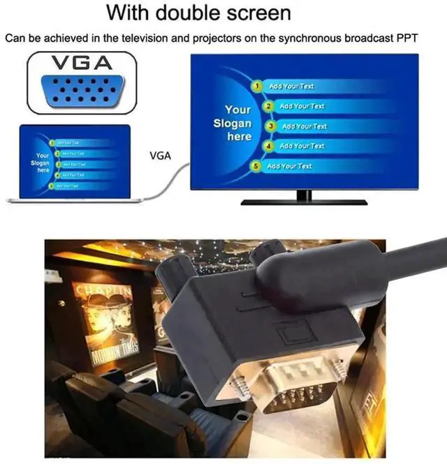 Alt view image 3 of 7 - 1m 90 Degree VGA RGB Cable Right Angle Male to Straight Male Extension Cord, Premium 3COAX+6C Shielded Wiring, High Resolution VGA Video Cable for PC, Computer, Monitor, Projector, Desktop