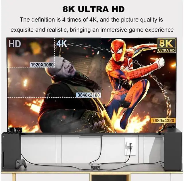 Alt view image 3 of 7 - 2 Port 8K HDMI 2.1 Bi-Directional Switch, Aluminum HDMI Switcher 2 in 1 Out / 1 in 2 Out, Supports 8K@60Hz, 4K@120Hz, HDMI Switch Splitter for PS5, Xbox, Fire Stick, Roku, Blu-Ray Player