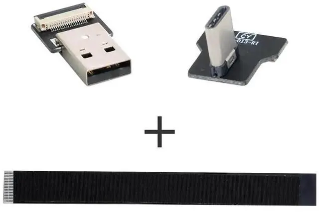 Alt view image 3 of 7 - 0.5M Right Angled USB 2.0 Type-A Male to USB-C Male Flat Slim FPC Cable, High Flex Flat Ribbon Data Cable for FPV Drone, External Disk, Smartphone