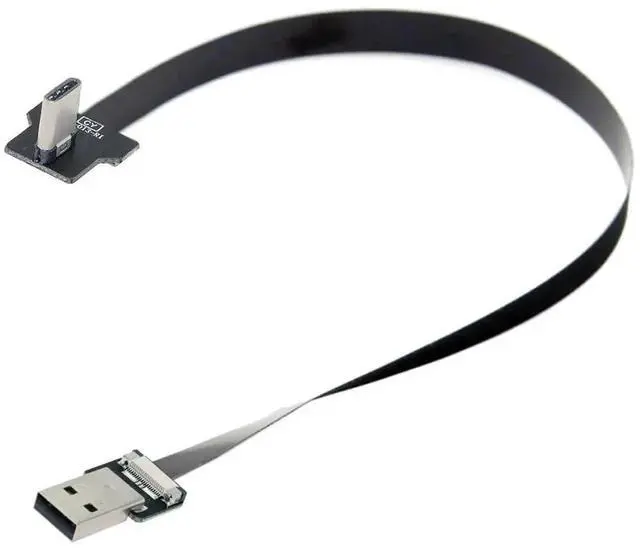 Alt view image 7 of 7 - 0.5M Right Angled USB 2.0 Type-A Male to USB-C Male Flat Slim FPC Cable, High Flex Flat Ribbon Data Cable for FPV Drone, External Disk, Smartphone