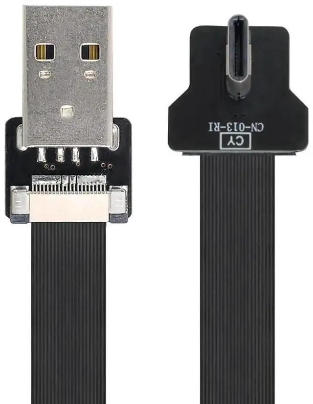Alt view image 5 of 7 - 0.5M Right Angled USB 2.0 Type-A Male to USB-C Male Flat Slim FPC Cable, High Flex Flat Ribbon Data Cable for FPV Drone, External Disk, Smartphone
