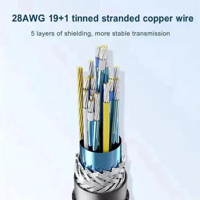 Alt view image 2 of 6 - 1m Ultra High Speed HDMI 2.1 Braided Cable, 48Gbps Bandwidth, Supports 8K@60Hz, 4K@120Hz, Gold-Plated Connectors, HDMI Cord for Gaming PC, Home Theater, Monitor