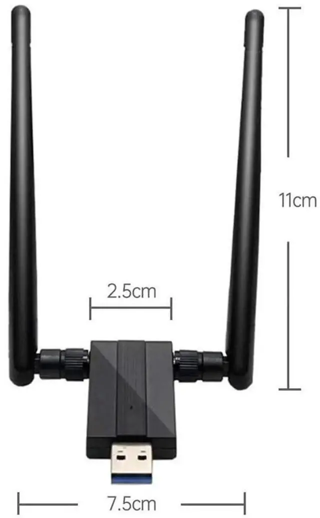 Alt view image 4 of 7 - 1200Mbps USB 3.0 Wireless WiFi Adapter, Dual Band 2.4G/5G WiFi Dongle with 5dBi Antenna, 802.11AC Network Receiver for Desktop PC Laptop, Supports Windows XP/Vista/7/8/10