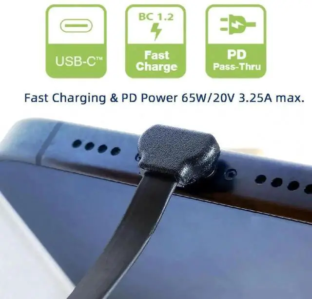 Alt view image 6 of 7 - 6cm 90 Degree Up & Down Angled USB-C to USB-C Cable, USB2.0 Ultra Slim Flat Type-C Charging Data Cord, 65W PD Fast Charging for Laptop, Tablet, Smartphone