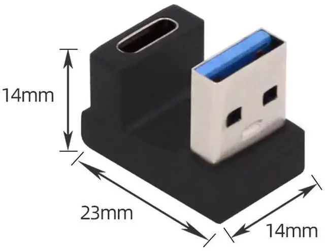 Alt view image 7 of 7 - Opposite U-Shape Back Angled USB 3.0 Adapter, USB-C Female to USB Type-A Male Converter, U Bend Right Angle Connector for Laptop and Desktop PC