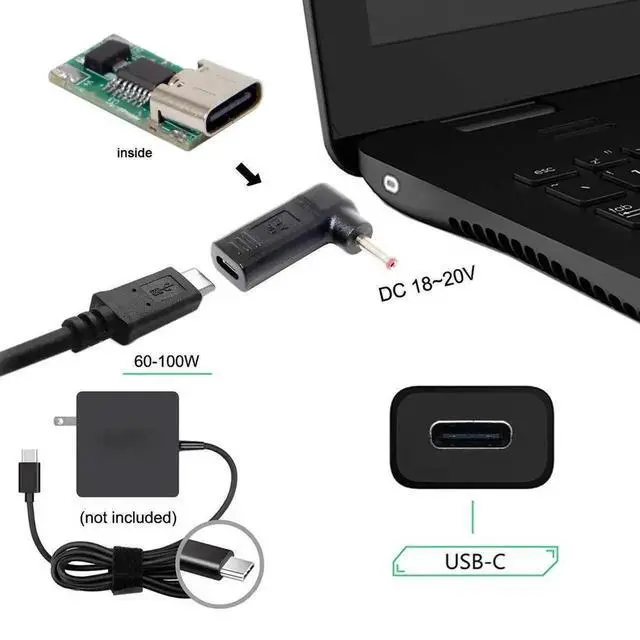 Alt view image 3 of 7 - USB-C to DC 19V PD Trigger Adapter, USB 3.1 Type-C to DC 3.5x1.3mm Male Power Converter PD Emulator Decoy Cable for ViewSonic M1+ Portable Projector