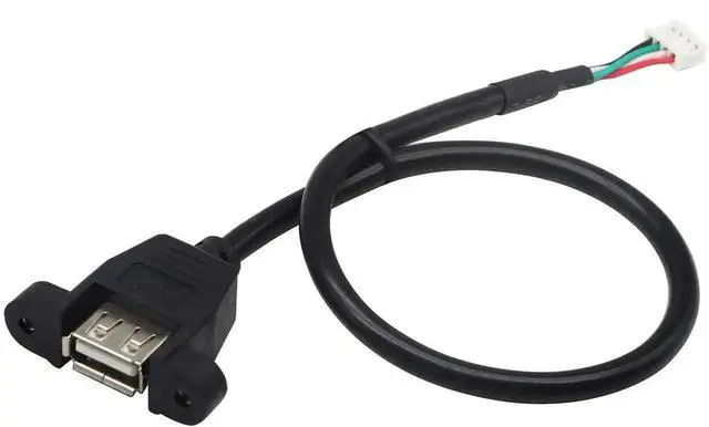 Alt view image 6 of 7 - Panel Mount USB 2.0 A Cable, USB A Female Panel Mount to 4 Pin Female Dupont Motherboard USB Header Cable, 30cm/12 Inch Internal USB Extension Wire