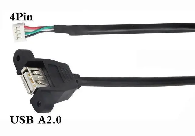 Alt view image 2 of 7 - Panel Mount USB 2.0 A Cable, USB A Female Panel Mount to 4 Pin Female Dupont Motherboard USB Header Cable, 30cm/12 Inch Internal USB Extension Wire