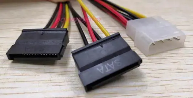 Main image of 4 Pin IDE to SATA Power Y Splitter Cable, 1 Molex Male to 2 SATA Female Power Extension Cord for Computer PSU Hard Drive SSD Optical Drive