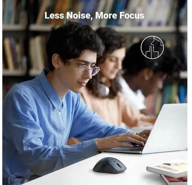 Alt view image 2 of 7 - Blue Ergonomic Wireless Mouse, Dual Mode Bluetooth 5.0 & 2.4G Cordless Mouse with USB Receiver, 5 Buttons Silent Mice, Adjustable 1000/1600/2000/4000 DPI for Laptop PC Desktop MacBook Chromebook