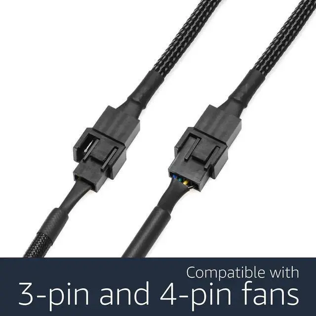 Alt view image 2 of 4 - 4-Pin PWM GPU Fan Adapter Cable 15cm/6 Inch, Black Sleeved 4Pin PWM Fan Converter Wire for EVGA RTX 3000 Series Graphics Cards