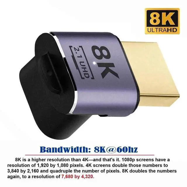Alt view image 7 of 7 - 8K@60Hz HDMI Male to HDMI 2.1 Female 90 Degree Down Angled Adapter,48Gbps UHD Extension Converter,Support Dynamic HDR eARC 3D for Graphics Card,Game Console,Monitor,HDTV