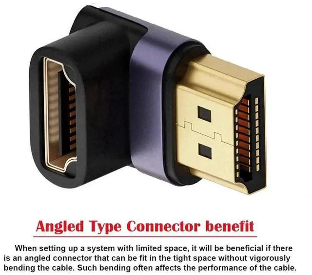 Alt view image 4 of 7 - 8K@60Hz HDMI Male to HDMI 2.1 Female 90 Degree Down Angled Adapter,48Gbps UHD Extension Converter,Support Dynamic HDR eARC 3D for Graphics Card,Game Console,Monitor,HDTV