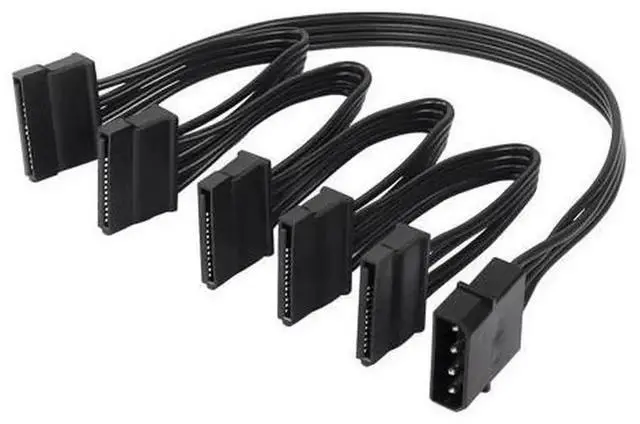 Main image of SinLoon LP4 IDE 4 Pin Male to 5 SATA Female Power Splitter Cable,24cm 18AWG IDE to SATA Power Extension Cord,for Hard Drive HDD,SSD,Optical Drive PC Power Supply