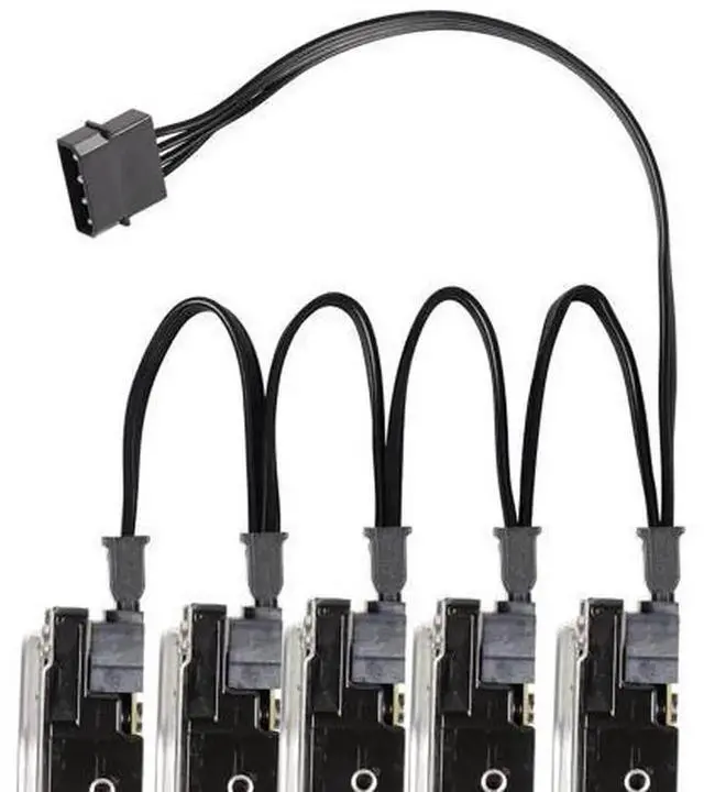 Alt view image 5 of 7 - SinLoon LP4 IDE 4 Pin Male to 5 SATA Female Power Splitter Cable,24cm 18AWG IDE to SATA Power Extension Cord,for Hard Drive HDD,SSD,Optical Drive PC Power Supply