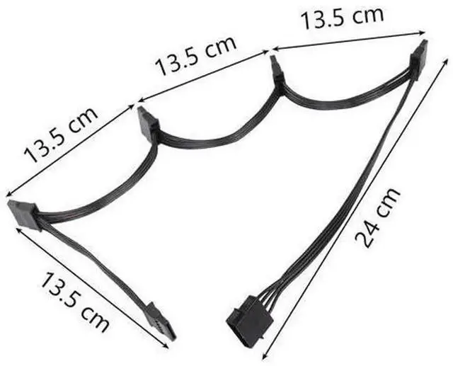 Alt view image 3 of 7 - SinLoon LP4 IDE 4 Pin Male to 5 SATA Female Power Splitter Cable,24cm 18AWG IDE to SATA Power Extension Cord,for Hard Drive HDD,SSD,Optical Drive PC Power Supply