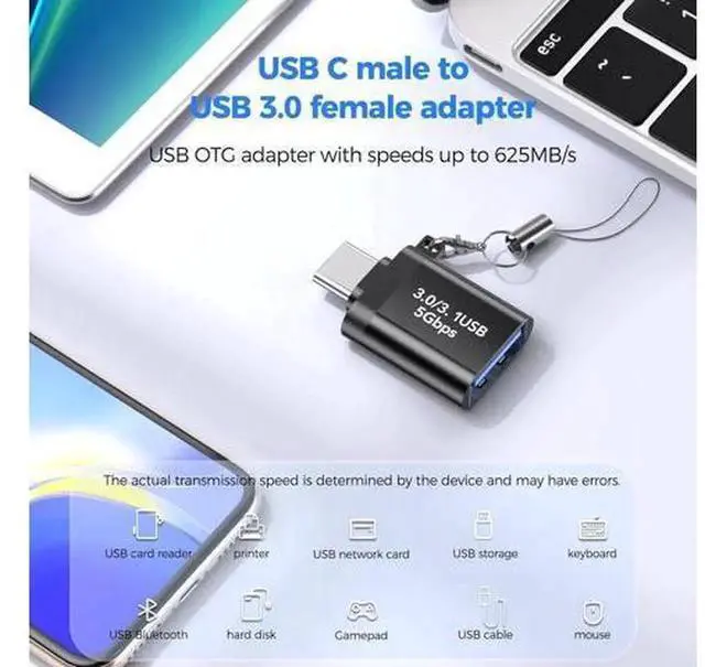 Alt view image 3 of 6 - 2 Pack USB 3.0 Type C to USB Adapter,USB-C Male to USB A Female & USB-C Female to USB A Male OTG Converter,Portable USB C Adapter for Laptops,Phones,Tablets,Flash Drives