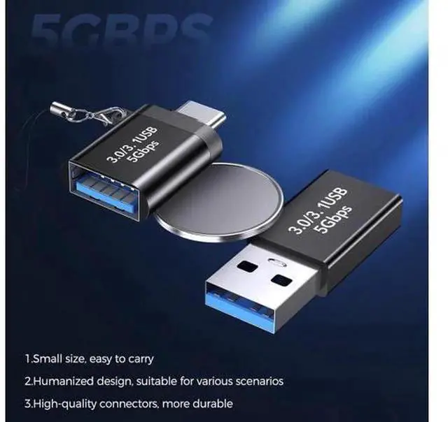 Alt view image 6 of 6 - 2 Pack USB 3.0 Type-C OTG Adapter,USB C Male to USB A Female + USB A Male to USB C Female Converter,Portable Interface Adaptor for Smartphone,Laptop,Tablet,Flash Drive,Keyboard
