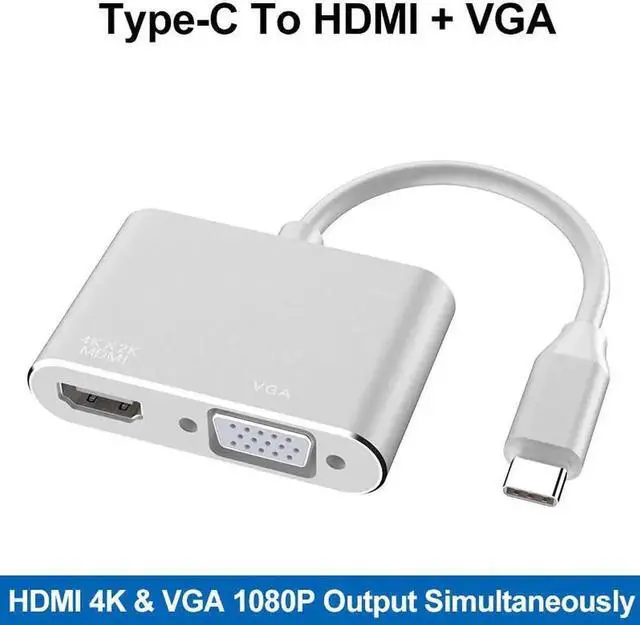 Main image of Portable USB 3.1 Type-C to HDMI VGA Adapter,USB-C to VGA Converter Cable,Type C Multiport Video Adaptor Compatible with MacBook,Laptop for Connection to Monitor,Display and Projector
