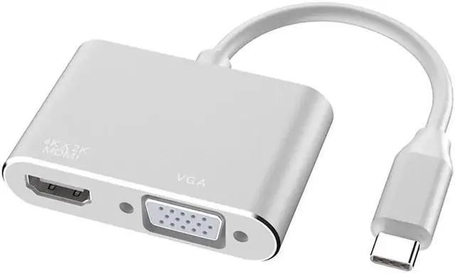 Alt view image 4 of 4 - Portable USB 3.1 Type-C to HDMI VGA Adapter,USB-C to VGA Converter Cable,Type C Multiport Video Adaptor Compatible with MacBook,Laptop for Connection to Monitor,Display and Projector