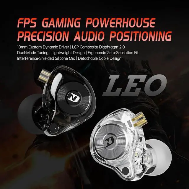 Alt view image 7 of 7 - ND Leo IEM In Ear Monitor Headphones,10mm Custom Dynamic Driver Earbuds,Dual-Mode Tuning for Music & Gaming,Professional IEM Earphones for Gamers,Musicians,Singers,DJ