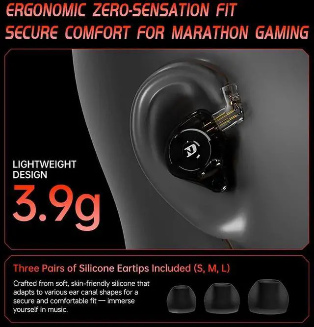 Alt view image 6 of 7 - ND Leo IEM In Ear Monitor Headphones,10mm Custom Dynamic Driver Earbuds,Dual-Mode Tuning for Music & Gaming,Professional IEM Earphones for Gamers,Musicians,Singers,DJ