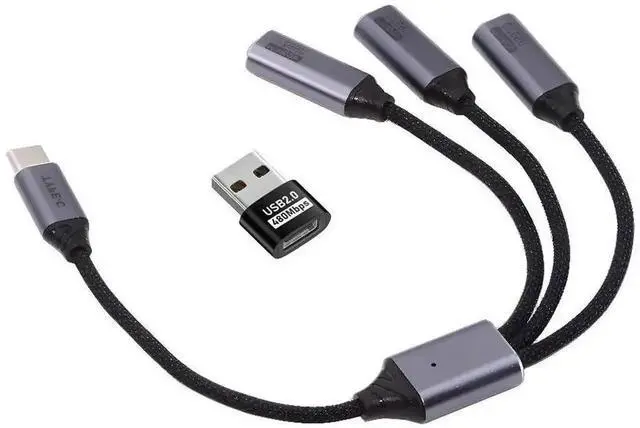 Main image of 27CM USB-C 1 to 3 Splitter Y Cable, USB 2.0 Type-C Hub Splitter Adapter, Multi-Port USB-C Extension Cable for Laptop, Desktop, Smartphone, Mouse, Keyboard, Printer and USB Disk