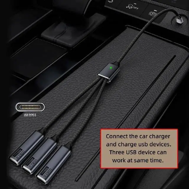 Alt view image 3 of 7 - 27CM USB-C 1 to 3 Splitter Y Cable, USB 2.0 Type-C Hub Splitter Adapter, Multi-Port USB-C Extension Cable for Laptop, Desktop, Smartphone, Mouse, Keyboard, Printer and USB Disk