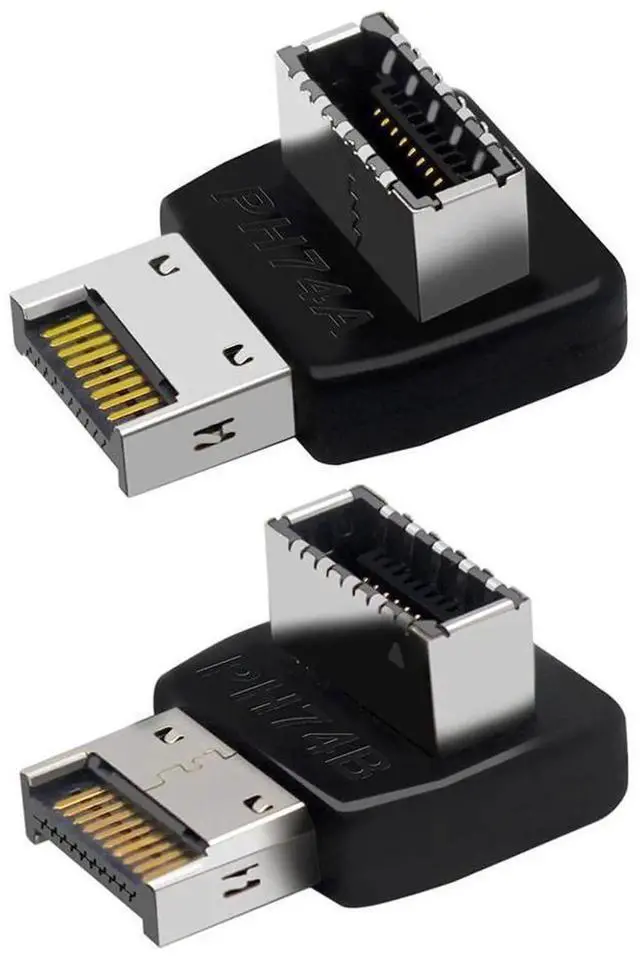 Main image of 2 Pack 90 Degree USB3.1 Type-E Adapter, Internal Motherboard USB Type-C Type-E Header Steering Elbow Converter, Right Angle USB 3.1 Type-E Internal Connector for PC Case Modding